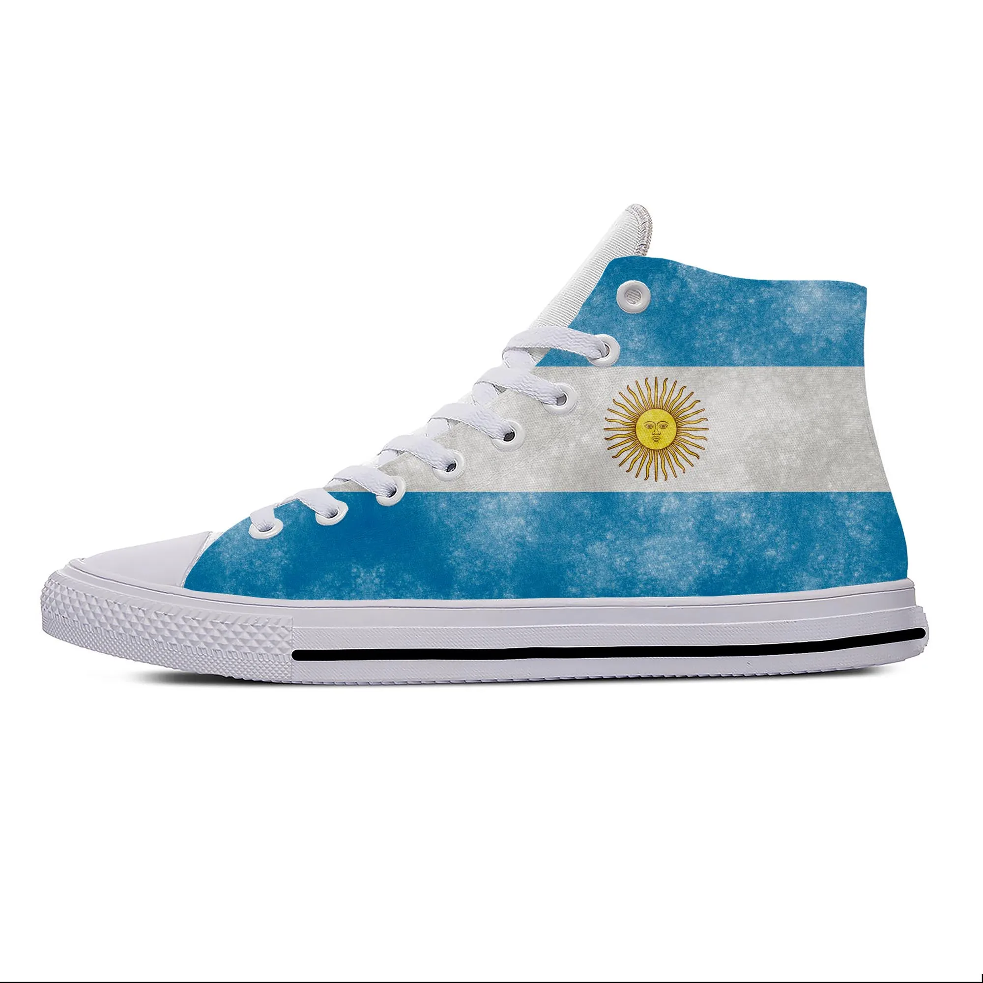 

Высокие кроссовки с флагом Аргентины, мужская и женская повседневная обувь для подростков, холщовые беговые кроссовки с 3D принтом, дышащая легкая обувь