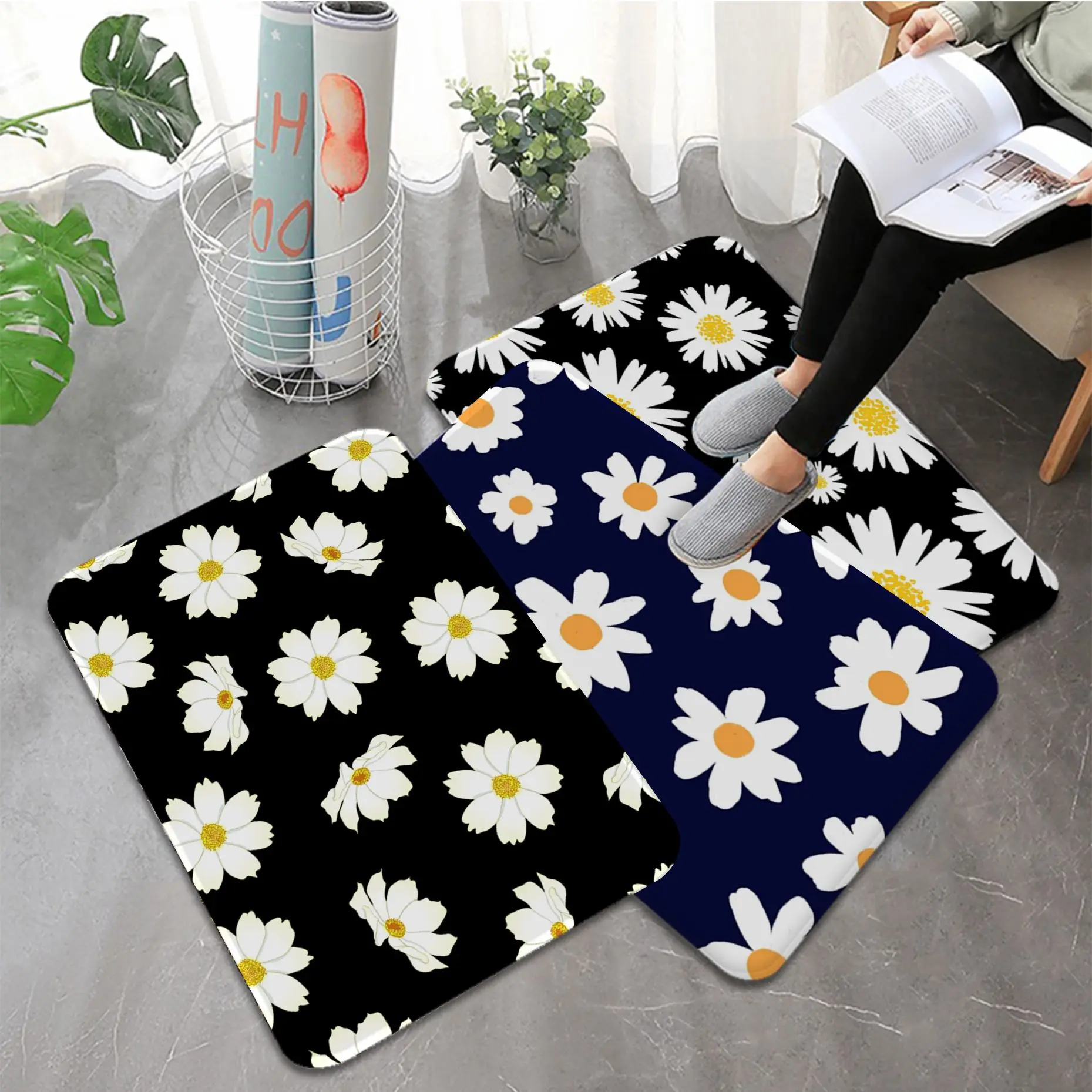 

Daisy Sunflower Bathroom mat Bedroom Hotel Decor Mat Carpet Non-Slip For Living Room Kitchen Bath Mats Doormat Custom Skin