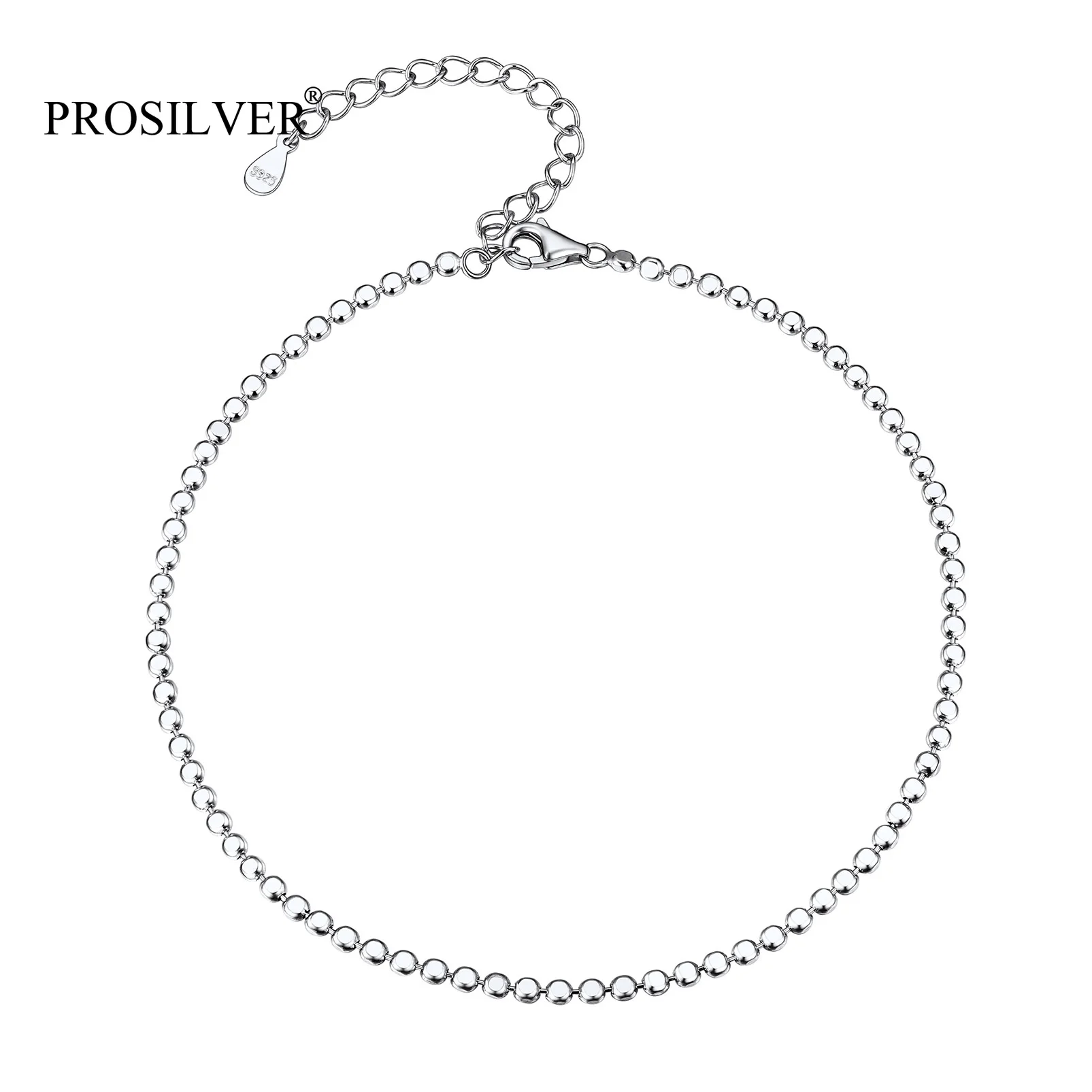 

Изящные браслеты PROSILVER из цепочек на лодыжку для женщин, регулируемые браслеты на ногу из серебряных бусин, PYA15109B