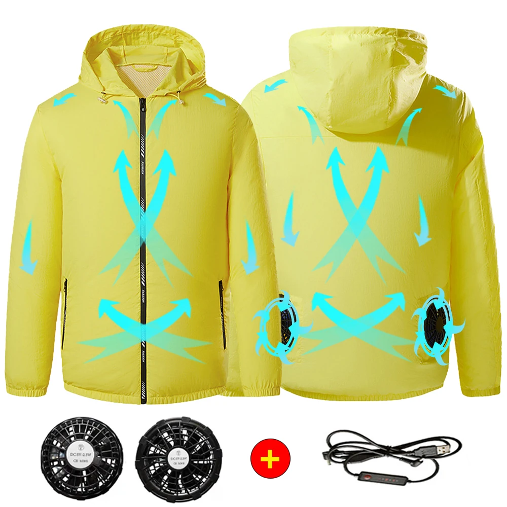 

Мужская летняя спортивная жилетка с вентилятором для охлаждения, уличная одежда для работы с охлаждением, камуфляжная одежда с USB-зарядкой