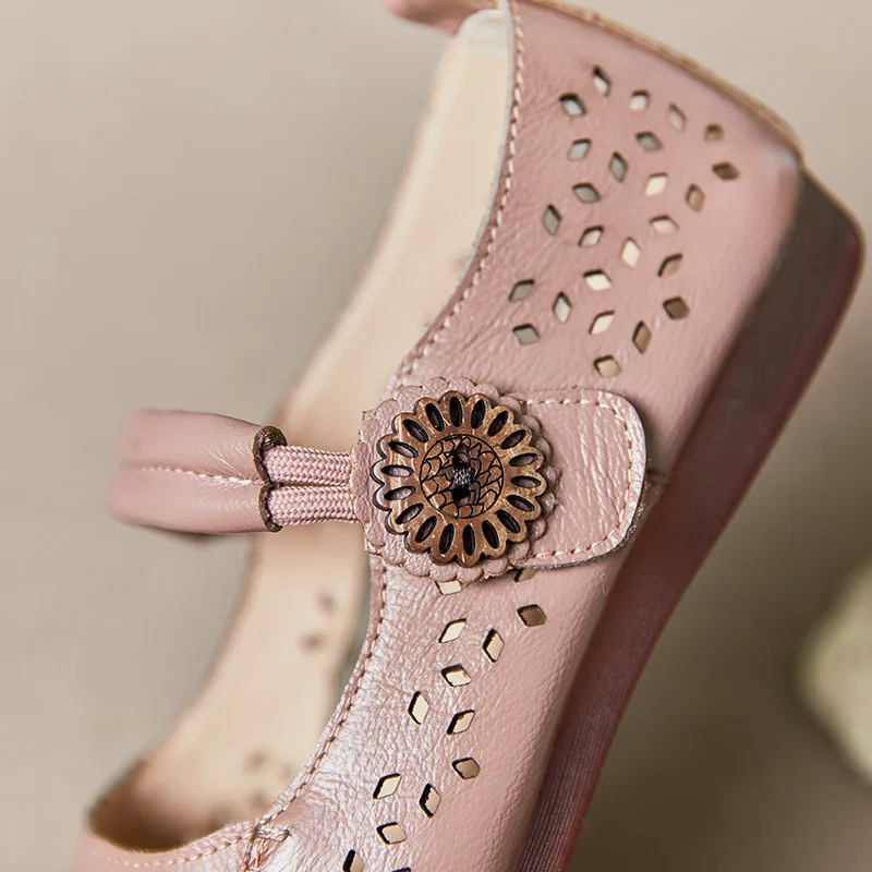 Genuine Leather Mary Janes Flats Women's Summer Loafer Japanese Girls School Uniform Shoes  Grandma Driving Shoes Harajuku Shoes