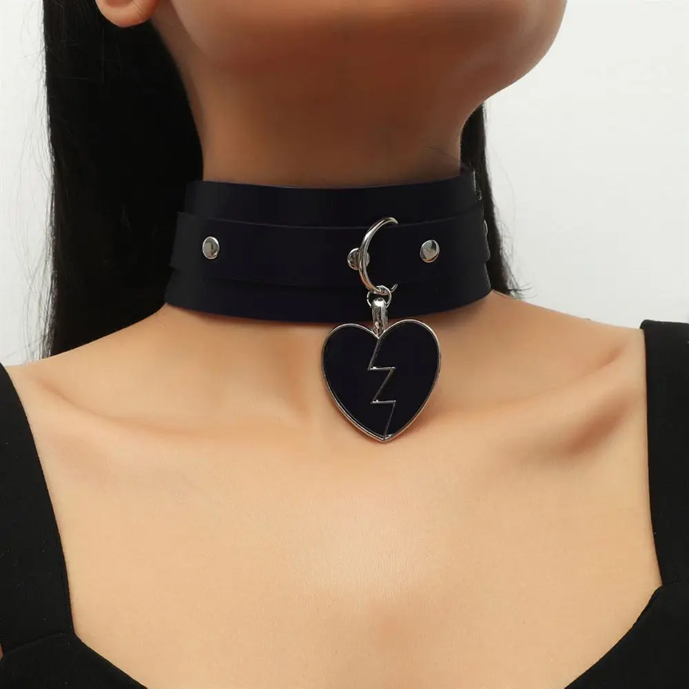 

Vintage Trendy For Girls Cross Heart Rivet Women Belt Necklace Bell Clavicle Chain Choker Korean Neck Jewelry