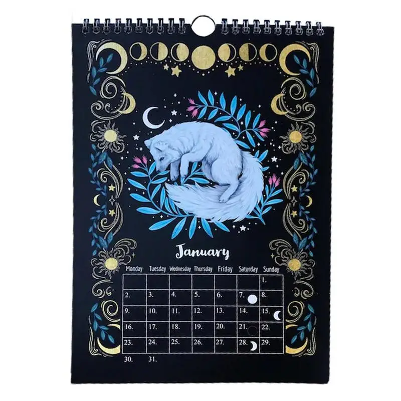 

2023 Wall Calendar 12 Months Dark Forest Moon Calendar With Animal Illustrations Mysterious Animals Calendars Wheel Of Phase