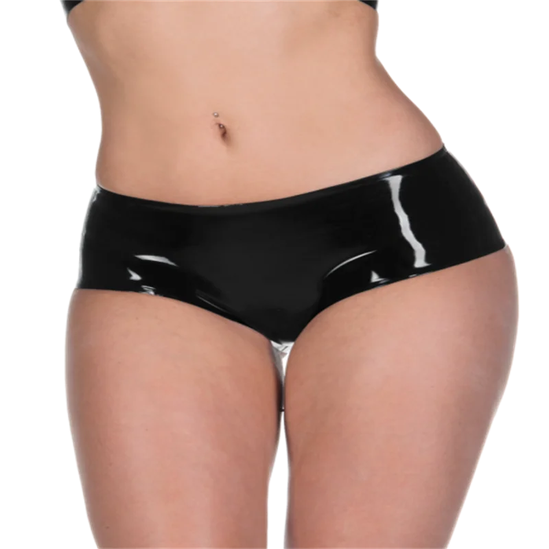 

Natural Latex Fashion Women's Black Latex Briefs Fetish Underpants Underwear Sexy Lady’s Panties and Shorts
