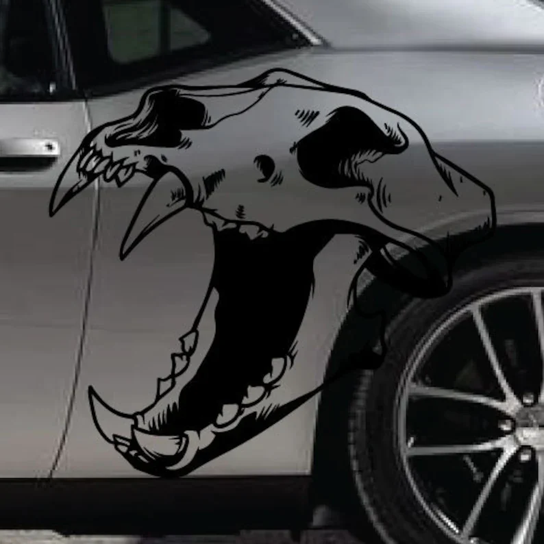 

Cougar Cat Skull Large Tattoo Grunge Design Tribal Door Bed Side Pickup Vehicle Truck Vinyl Graphic Decal Decorate