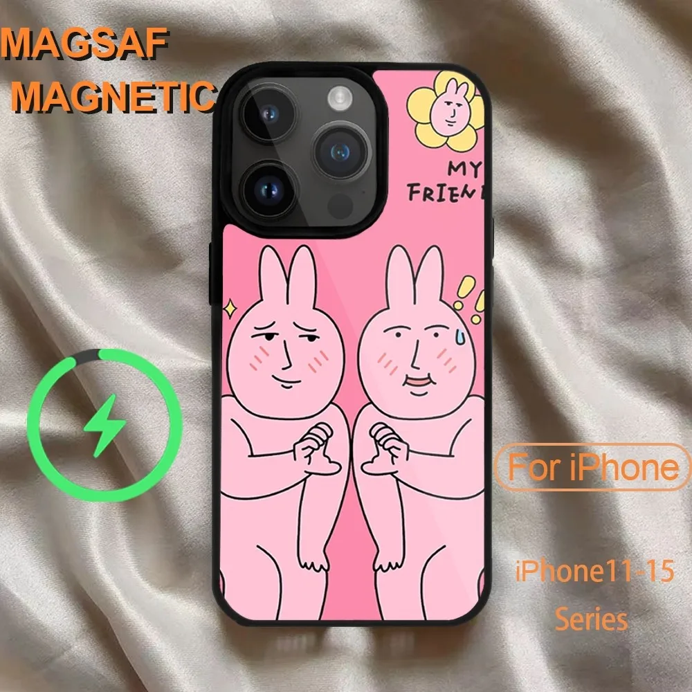 Забавный розовый красный кролик Myfriend чехол для телефона iPhone 14 13 12 11 15 Pro Max Magsafe