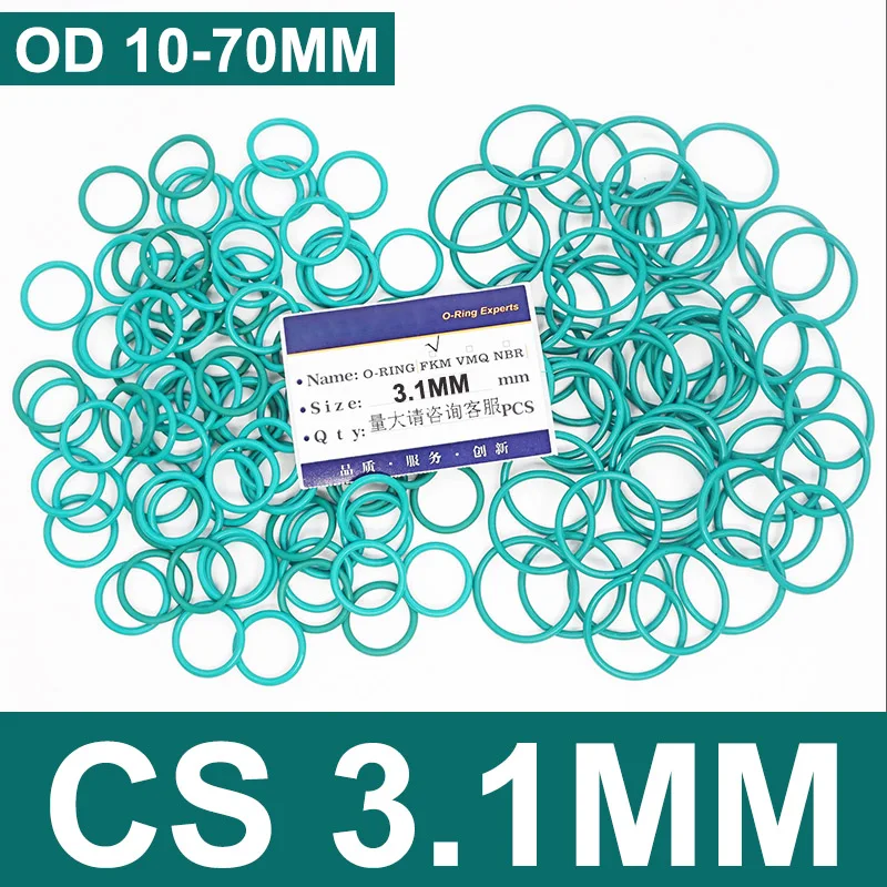 

Фтористое уплотнительное кольцо, пищевой класс, водонепроницаемое резиновое изолирующее круглое уплотнение, диаметр 10-70 мм, толщина CS 3,1 мм, 10 шт.