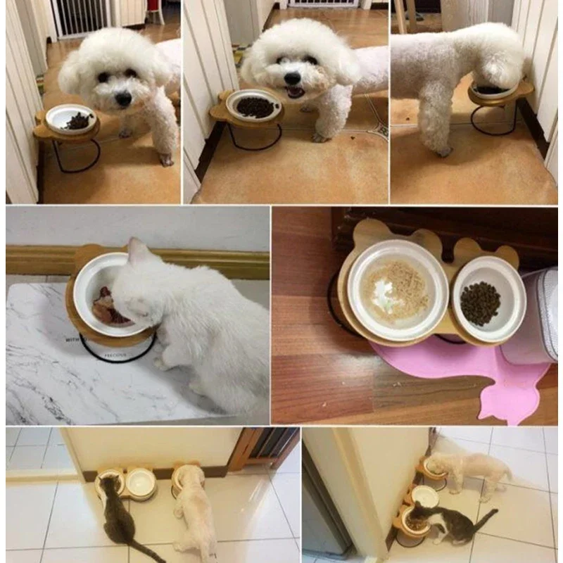 

Новая высококачественная миска для домашних животных бамбуковая полка керамические миски для кормления и питья для собак и кошек кормушка аксессуары