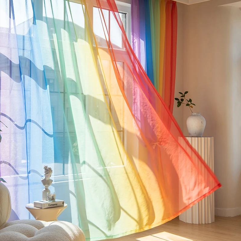 

Шторы полупрозрачные радужные полосы полиэстер