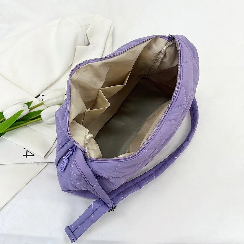 Вместительная тканевая сумка-тоут через плечо для женщин дизайнерская стеганая