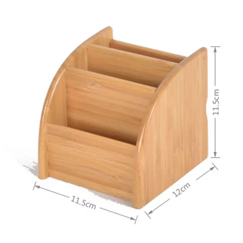 

2023 3 Grid Bamboo Remote Control Storage Box Stationery Remote Control Headphone Cable Cell Phone Desktop Storage Box Organize