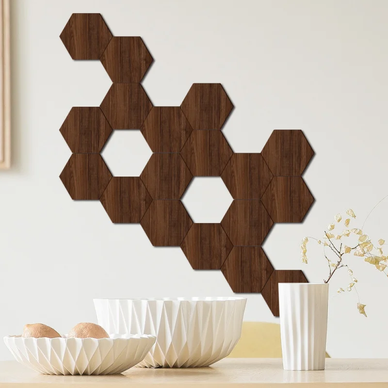 

Mz145 Cross-Border Creative Three-Dimensional Hexagonal Wooden Wall Stickers Home Background Wall Decoration DIY Color Wood Boar