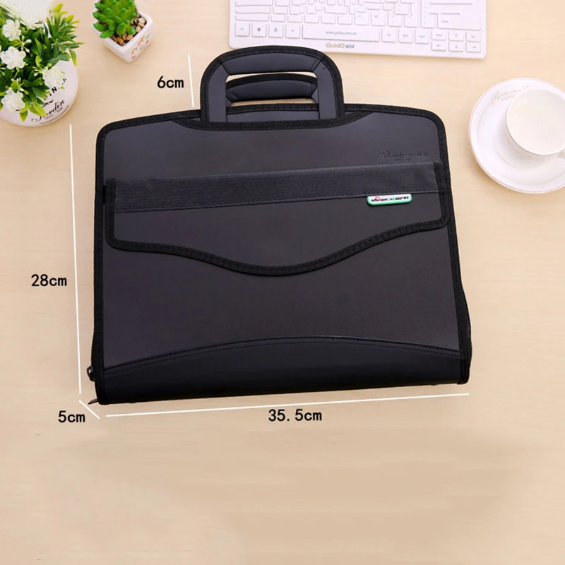 Multipurpose Briefcase Portable Canvas Document Bag Waterproof Multi-Layer File Material Organizer Pouch Accessories Supplies
