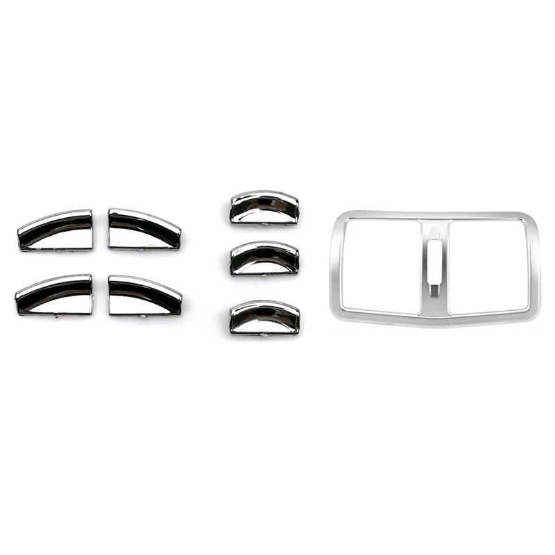 

1 Set Door Lift Button Stickers Abs Chrome Trim & 1Pcs Car Back Rear Air Conditioner Outlet Vent Frame Cover Trim Interior Decor