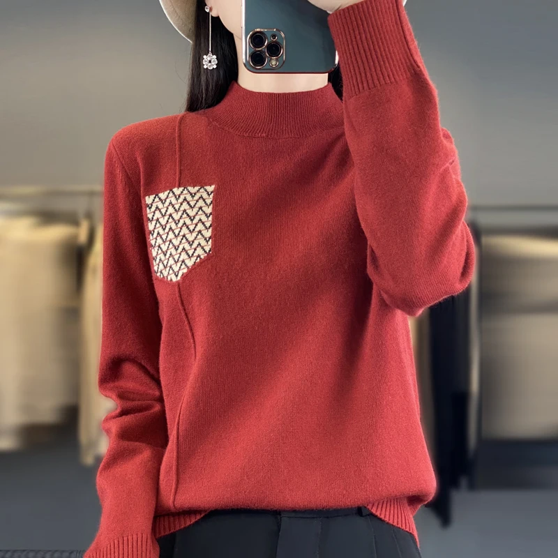 Новинка Женский кашемировый свитер на осень и зиму пуловер с высоким воротником
