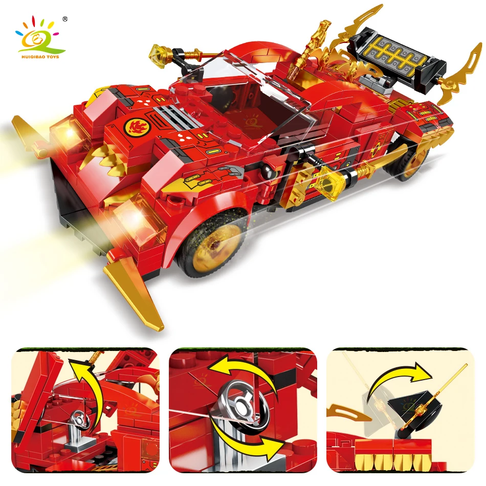HUIQIBAO 344 шт. 8в1 ниндзя скоростной гоночный автомобиль строительные блоки