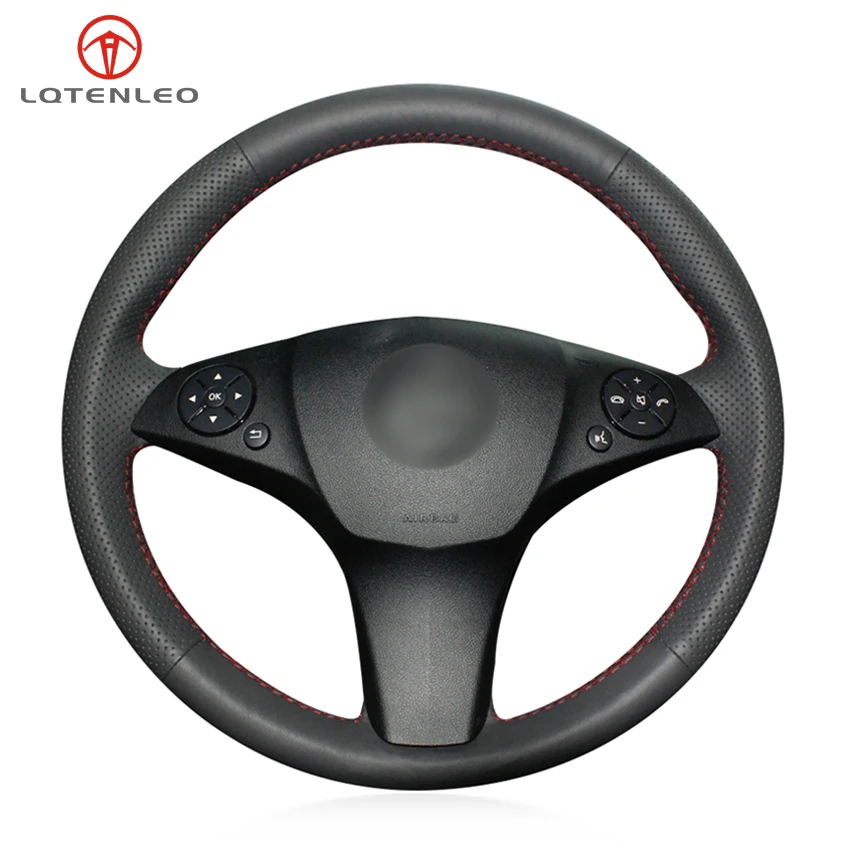 Black Genuine Leather DIY Car Steering Wheel Cover For Mercedes-Benz C180 C200 C350 C300 CLS 280 300 350 500 GLK 300 200