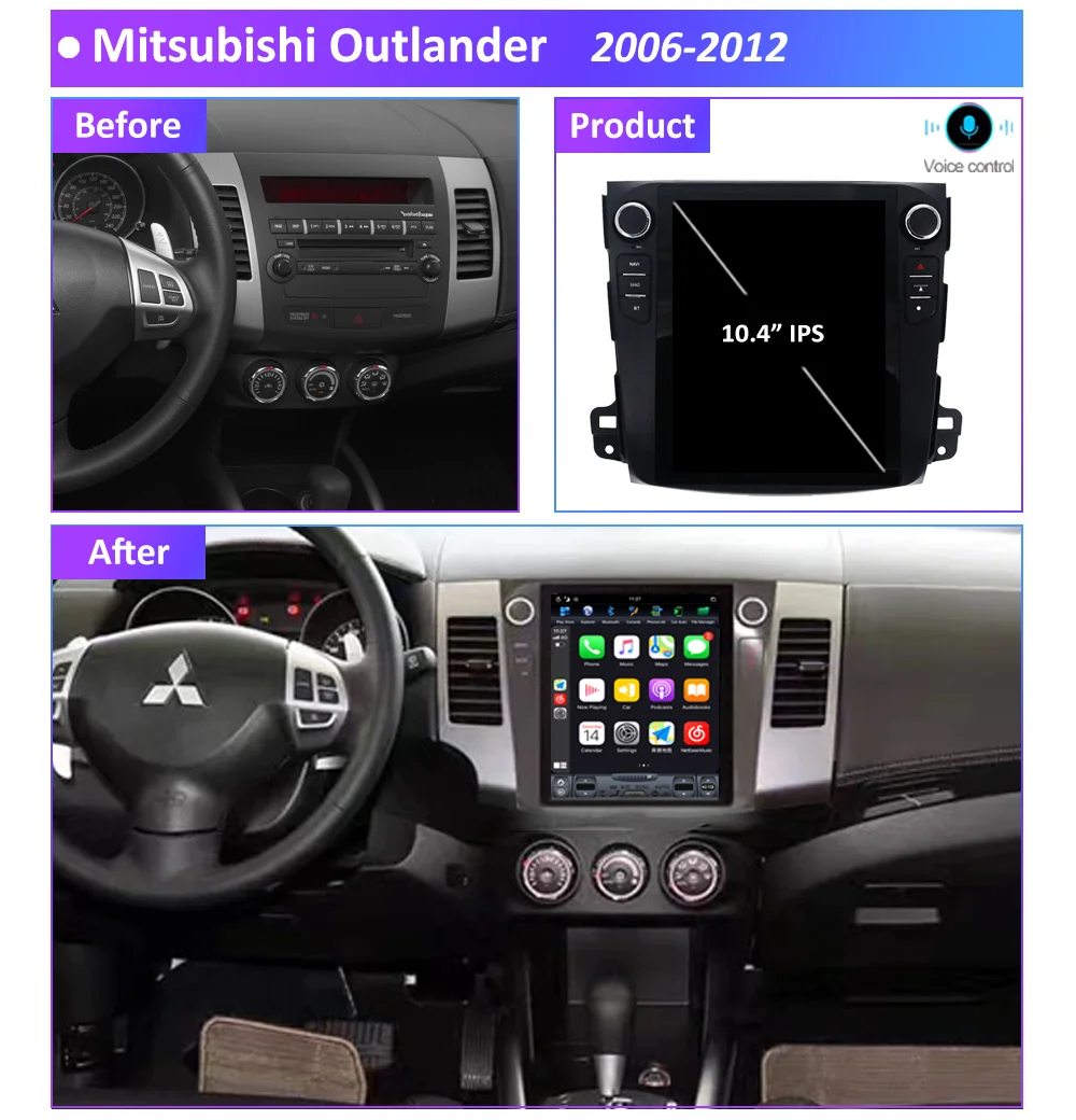 

Автомобильный GPS-навигатор Android11 для Mitsubishi Outlander 2006-2012, автомобильное радио, мультимедийный плеер в стиле Tesla, магнитофон, головное устройство