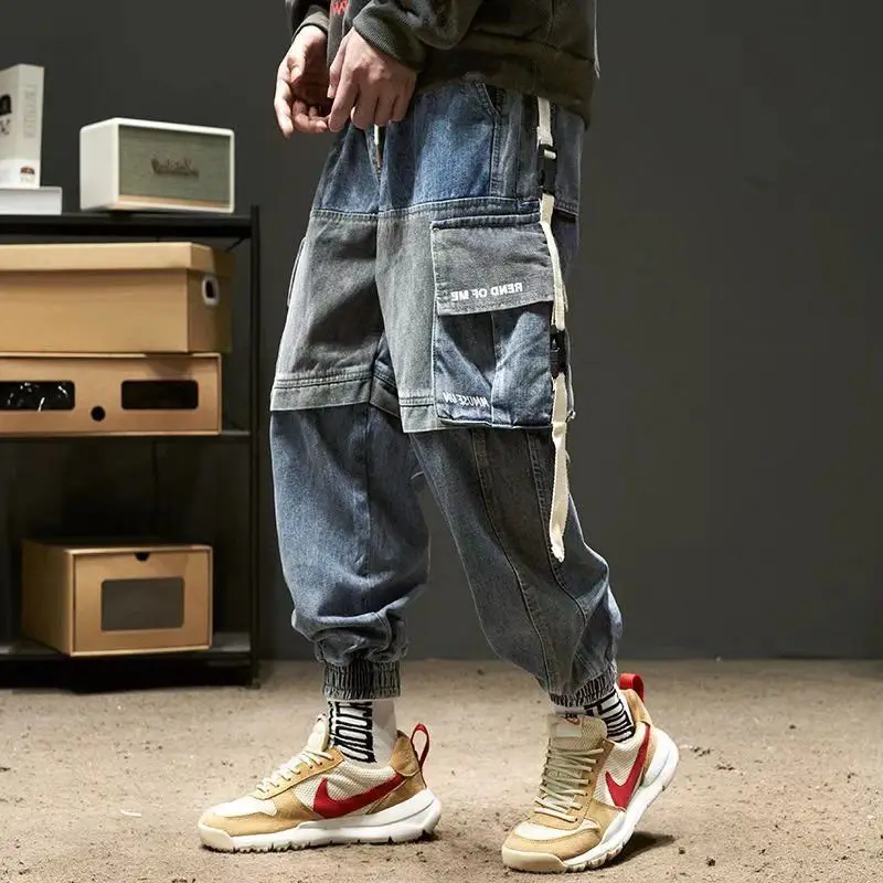 2023New American retro summer thin work pants men's loose straight tube large youth fashion jeans spring and autumn