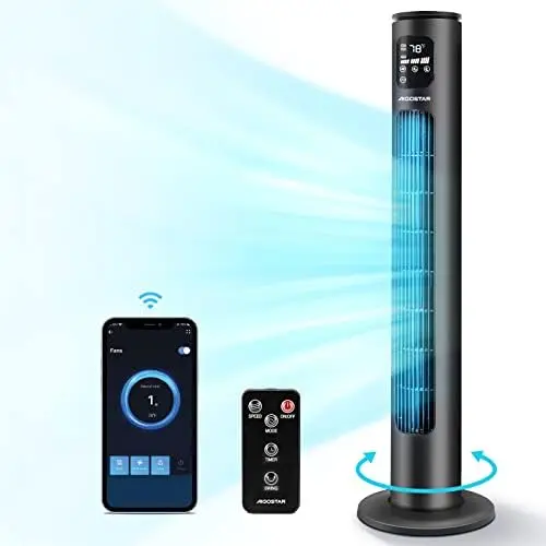 

Smart Fan Oscillating Cooling Fan with Remote, Works with Alexa/Google Quiet Bladeless Standing Fans for Home Bedroom Living Ro