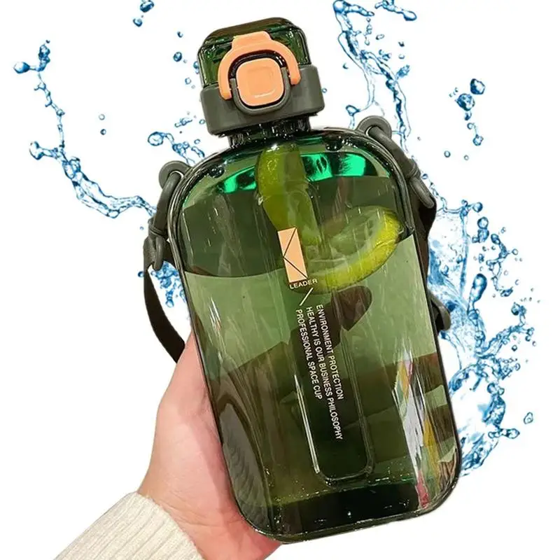 

Sports Water Bottle Hangable Fitness Water Kettle With Strap Outdoor Sports Jugs For Camping Biking Running Transparent Space