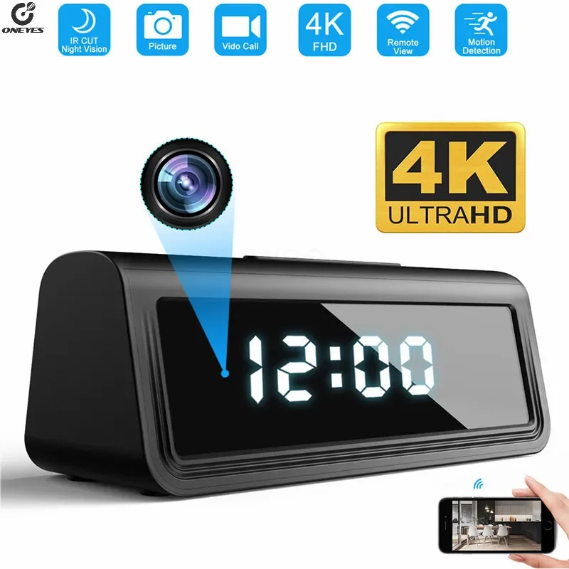

166degree 4K HFD Micro Camera Mini Wifi Camera Secret Clock Micro Camera Security Cam Night Vision Motion Detect Camcorder Espia