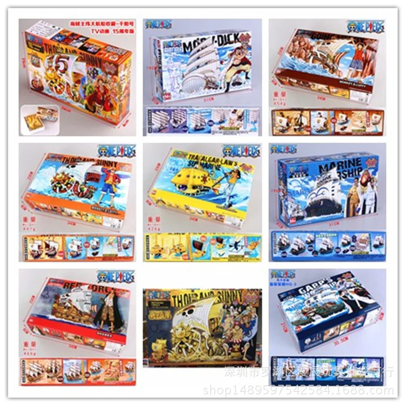 

Anime One Piece Ship Figure 18cm Assembly Thousand Sunny Going Merry Boat Pirate Fiugrine Toys Action Figures Shanks Model Toys
