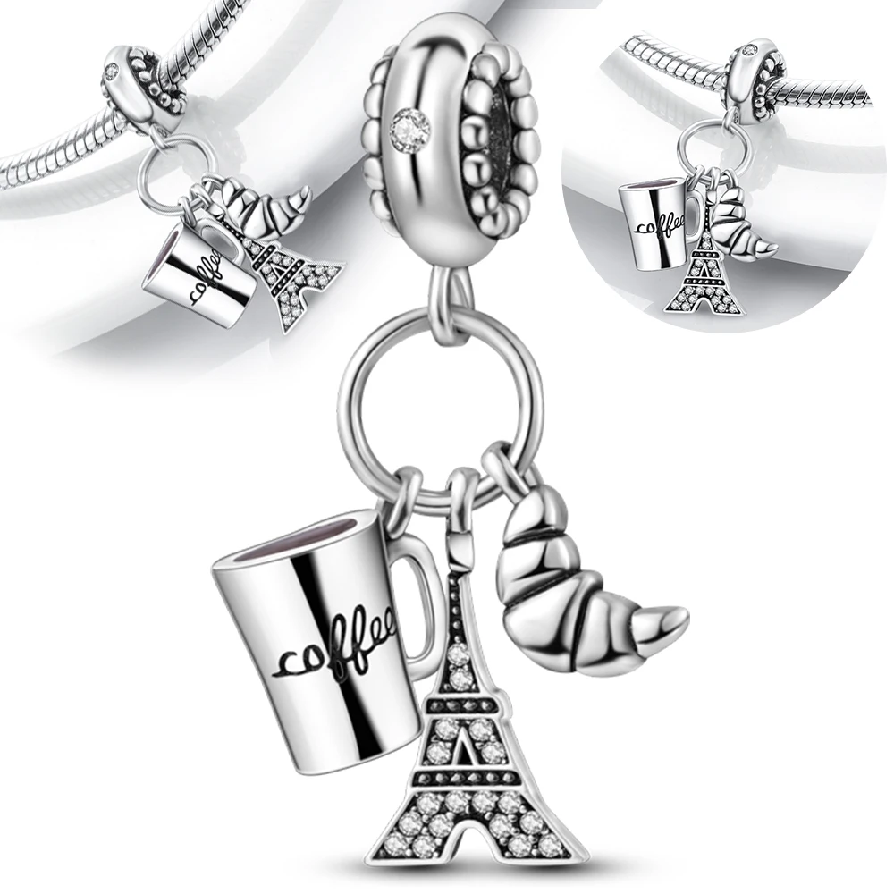 

Подвеска в виде кофейной чашки из серебра 925 пробы с бусинами