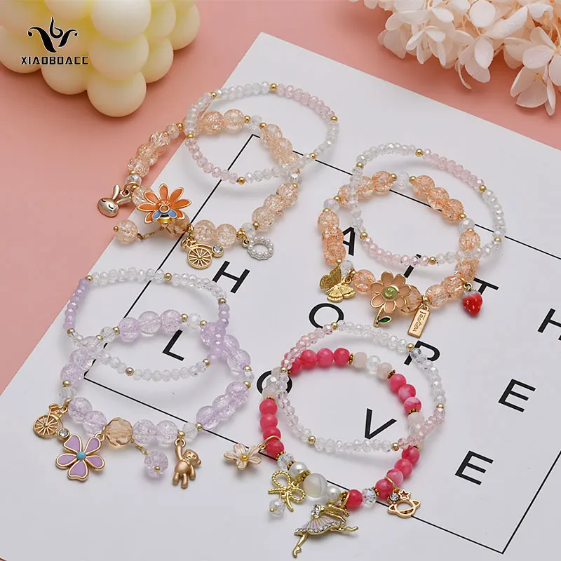 

XiaoboACC Double Layer Beaded Bracelet for Women Fashion Crystal Princess Girlfriends Bracelet Jewelry Wholesale