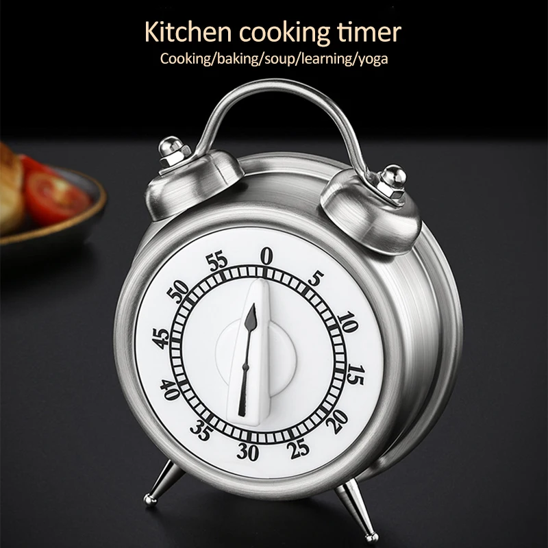 

60 Min Kitchen Timer Mini Alarm Clock Count Down Alarm Cooking Reminder Mechanical Time Timer Home Kitchen Cooking Baking Tools