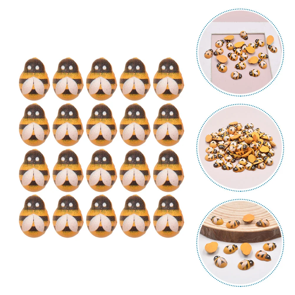 

200pcs Wood Bees Embellishments Unilateral Design Mini Wooden Bee Adornments