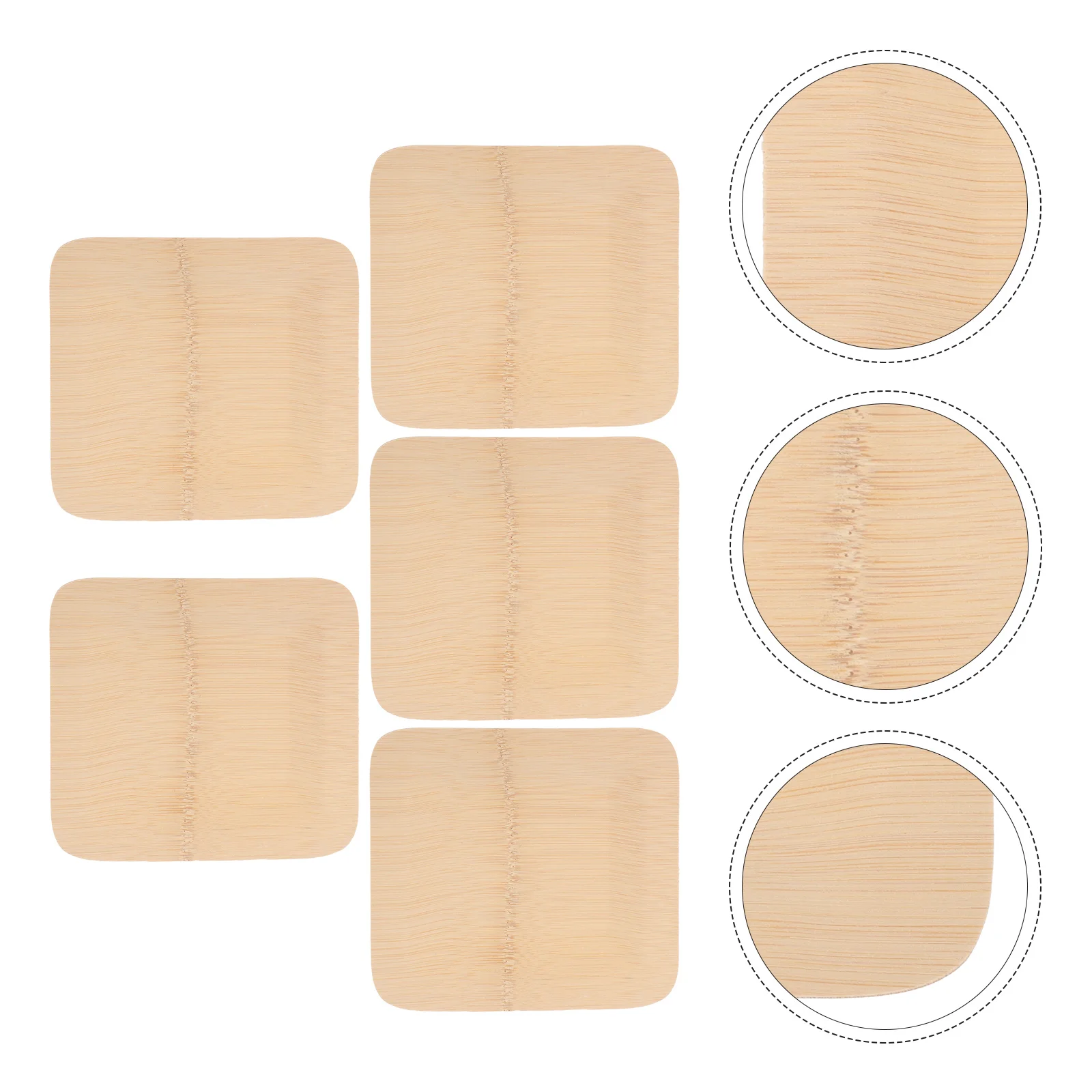 

5Pcs Premium Bamboo Plates Disposable Party Tableware Outdoor Dessert Dishes