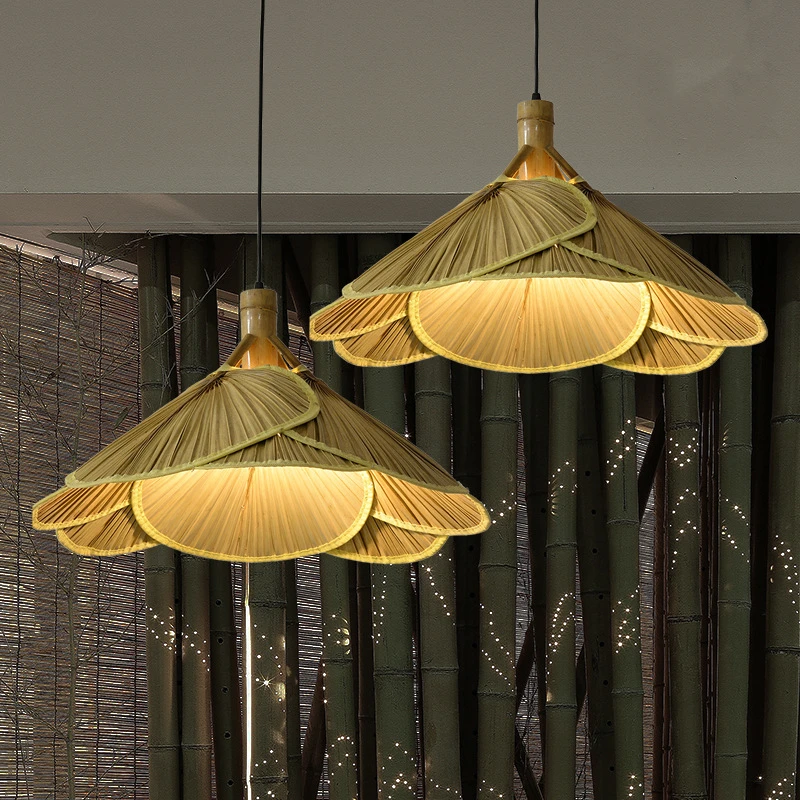 

Japanese Style Pendant Lights Modern Bamboo Fan Hanging Lamp For Living Room Bedroom Bar Decor Loft E27 Luminaire Suspension