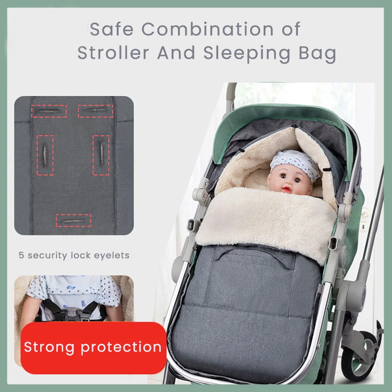 

Baby Sleeping Bag Swaddling Wraps Stroller Footmuff Universal Winter Thick Envelopes Outdoor Baby Carriage Bag For New Born