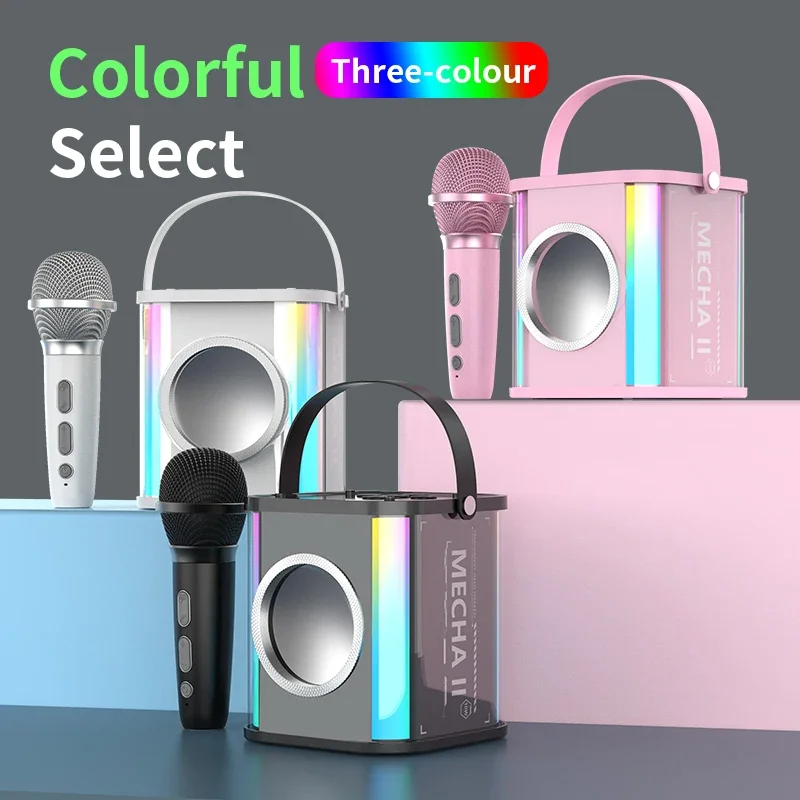 

Компактный Bluetooth-динамик KM-K18, портативный домашний сабвуфер KTV, внешний светодиодный беспроводной стерео-динамик для караоке с микрофоном