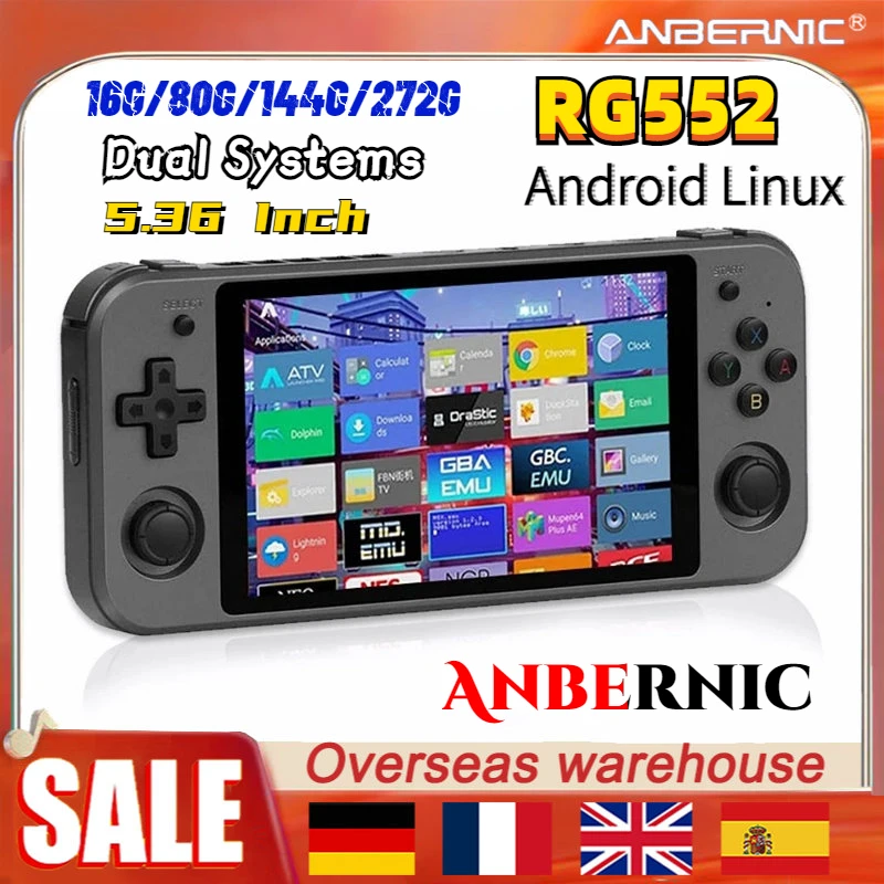 

RG552 Anbernic новая Оригинальная 5,36 дюймовая Ретро видео HD консоль двойная система Android Linux 80G 144G 272G массивный игровой ЦП RK3399