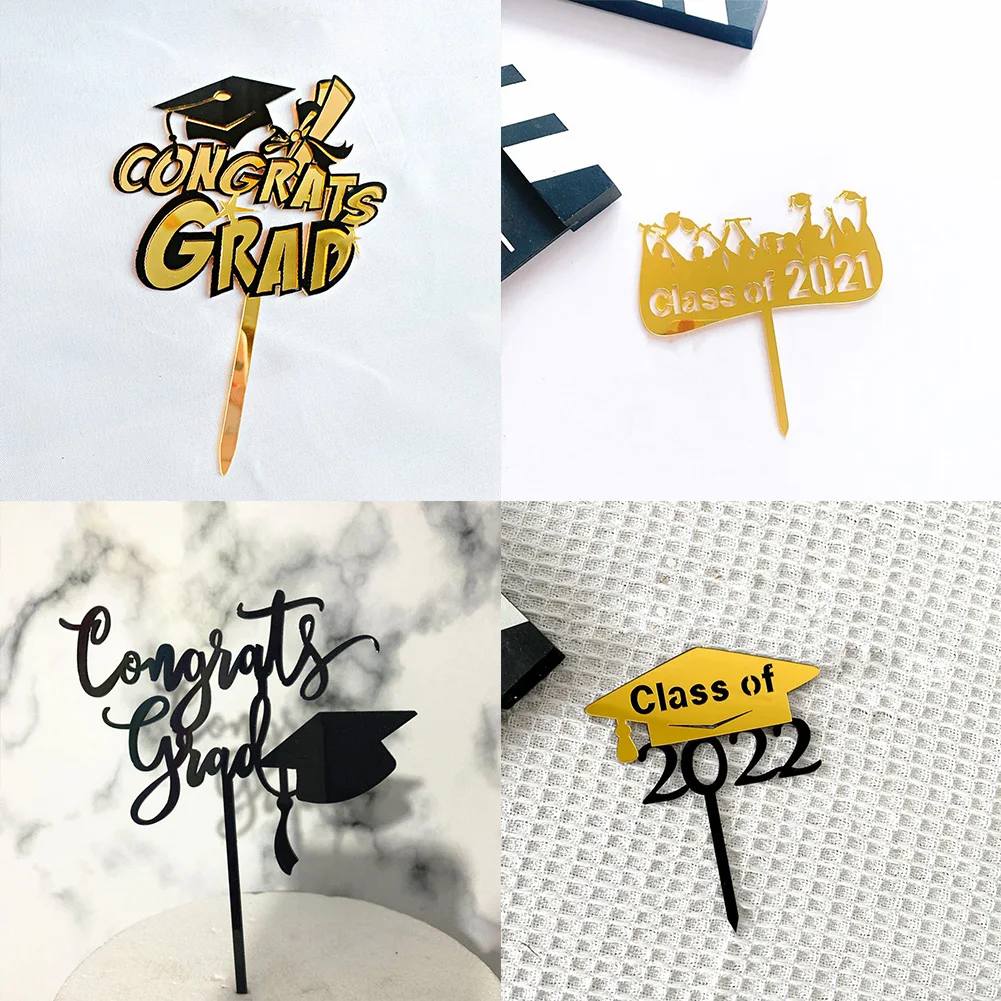 

Gold Happy Graduation Acrylic Cake Toppers Gold Bachelor Cap Transcript Class Of Cake Toppers Student Graduation Ceremony Decor