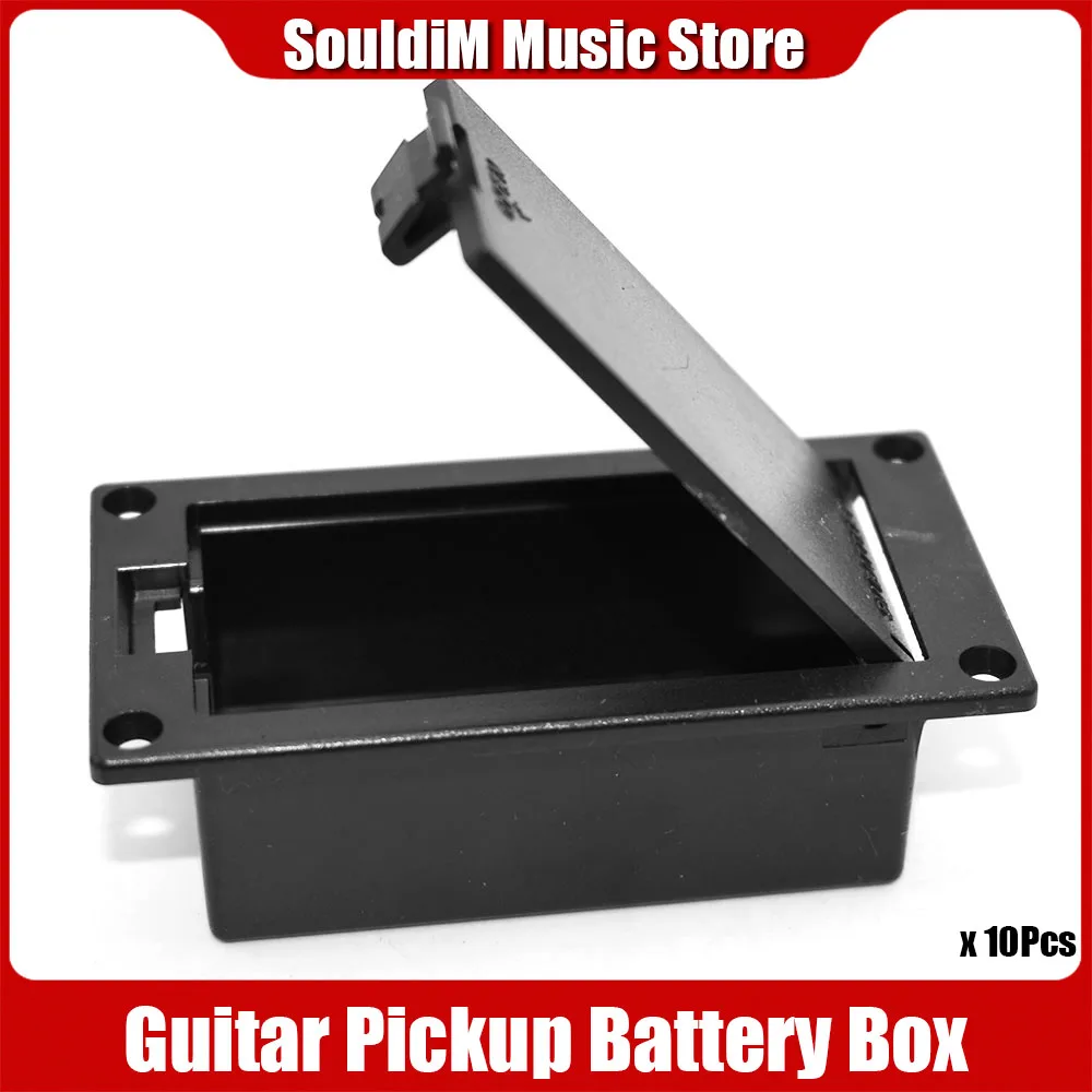

10pcs 9V Battery Box 81.5MM*29.5MM Case for Active Guitar and Bass Pickup Platic Black Color