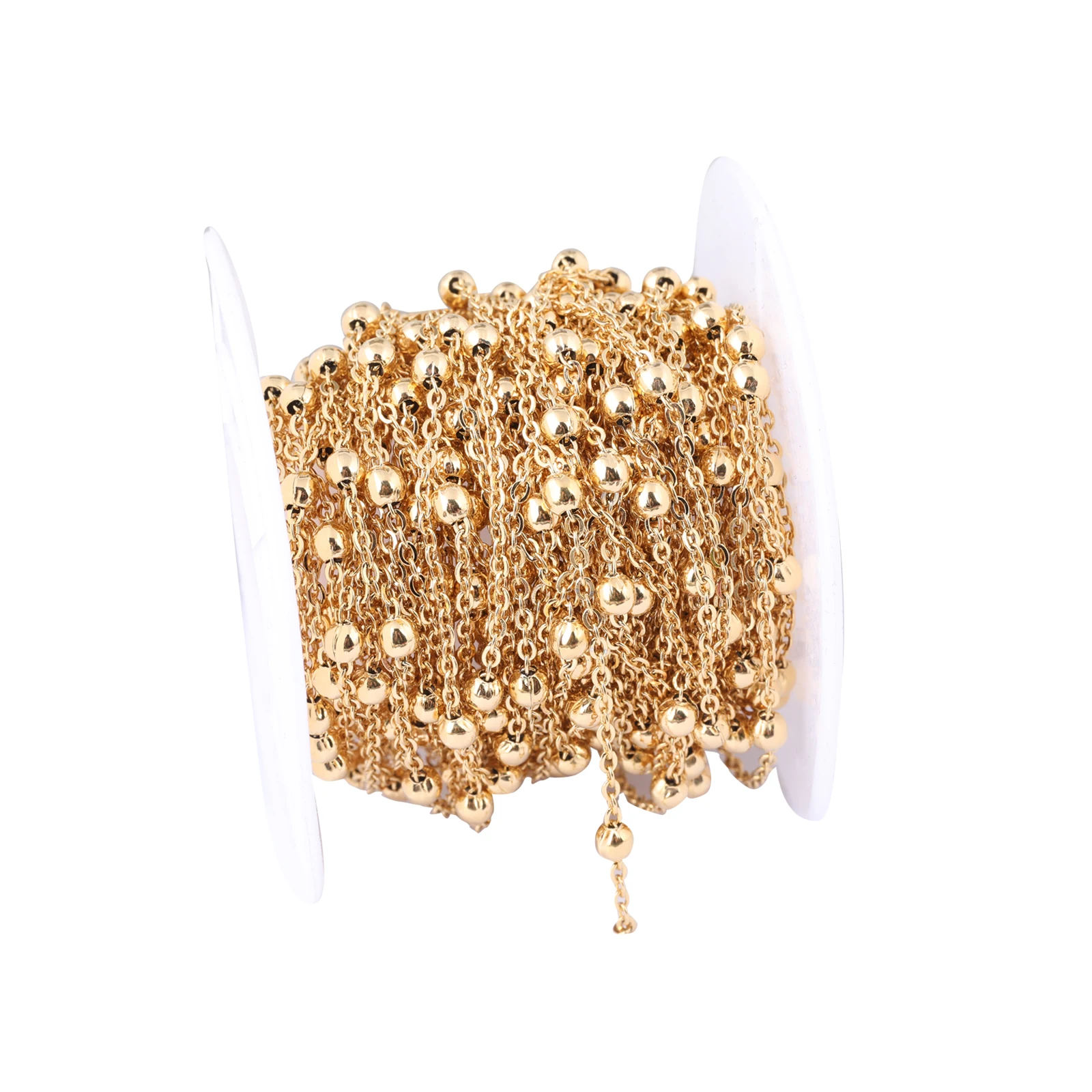 onwear 10mters/roll stainless steel gold filled ball beaded necklace chains for jewelry making diy