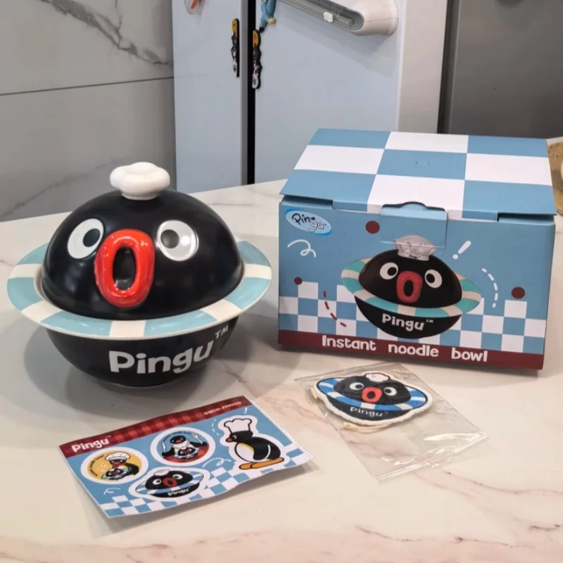 Фото Керамическая миска Cmyd Studio Pingu для лапши быстрого приготовления и риса с крышкой, для дома и кухни, повседневная посуда для сервировки стола, подарок для взрослых девушек №3