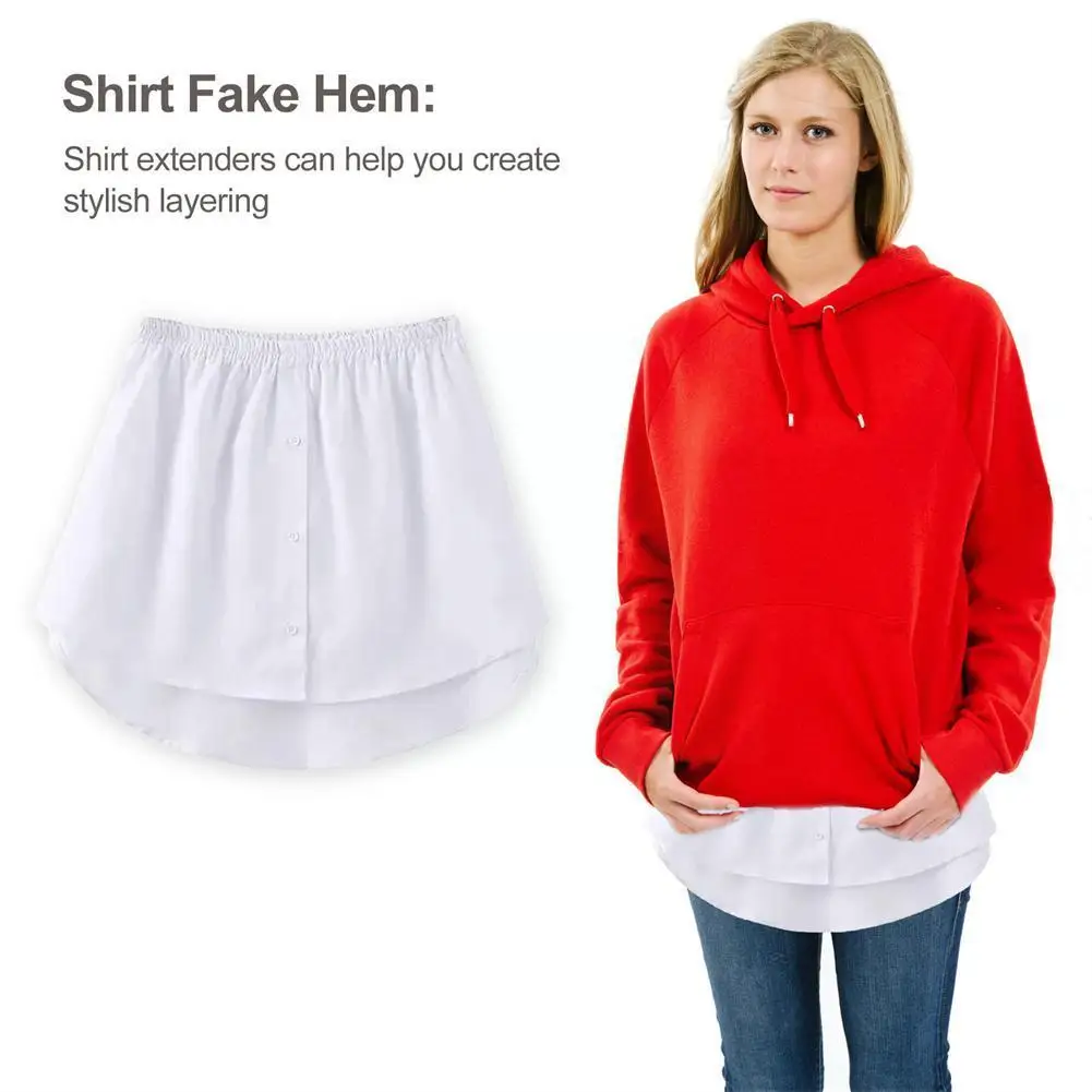 

Shirt Fake Hem Shirt Extenders Adjustable Layering Fake Top Lower Sweep Shirt Extender Elastic Waist Skirt Hemline For Girl Q1Y5
