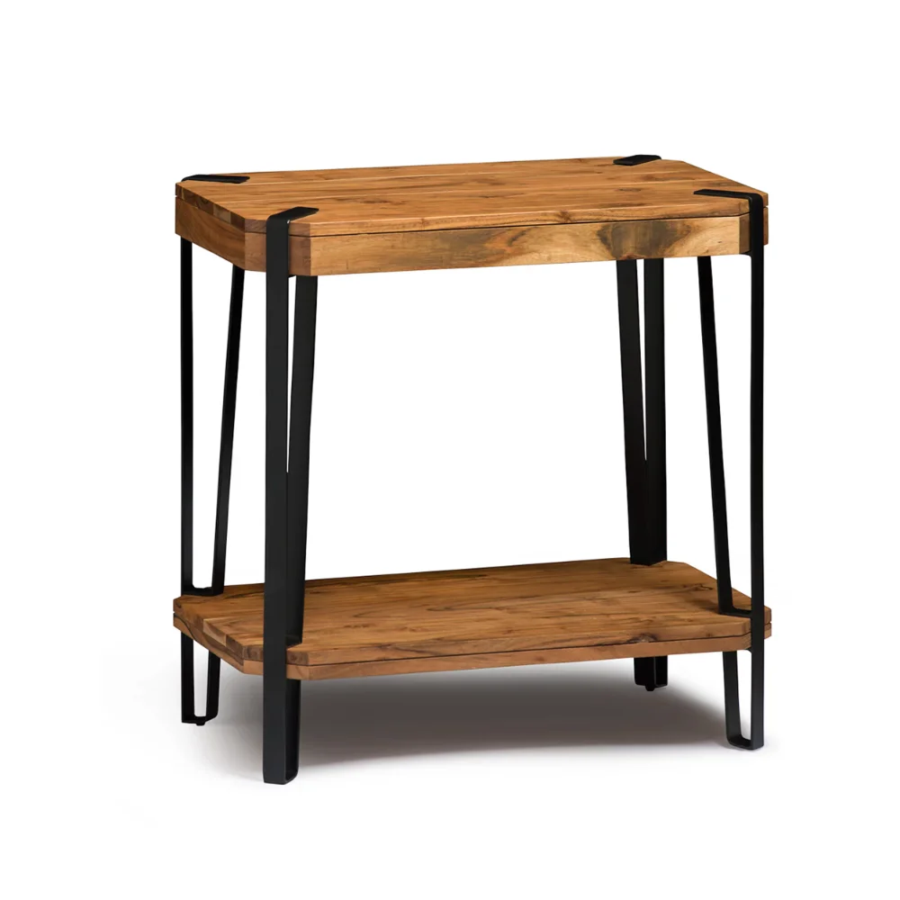 

Ryegate Natural Live Edge Solid Wood with Metal End Table, Natural