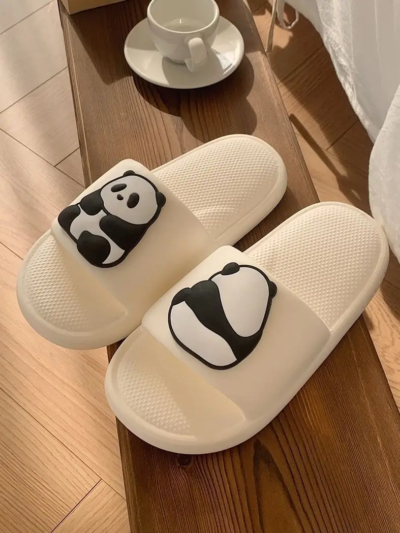 Panda Slippers Women Men shoes Women'S home slippers Thick Platform Soft Sole Cute cartoon ladies Flip flop Zapatillas Chaussons
