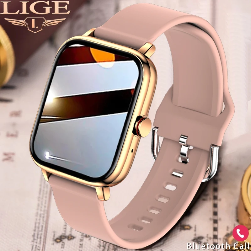 

LIGE Smart Watch Women Custom Dial Smartwatch For Android IOS Waterproof Bluetooth Call Music Watches Full Touch Bracelet Clock