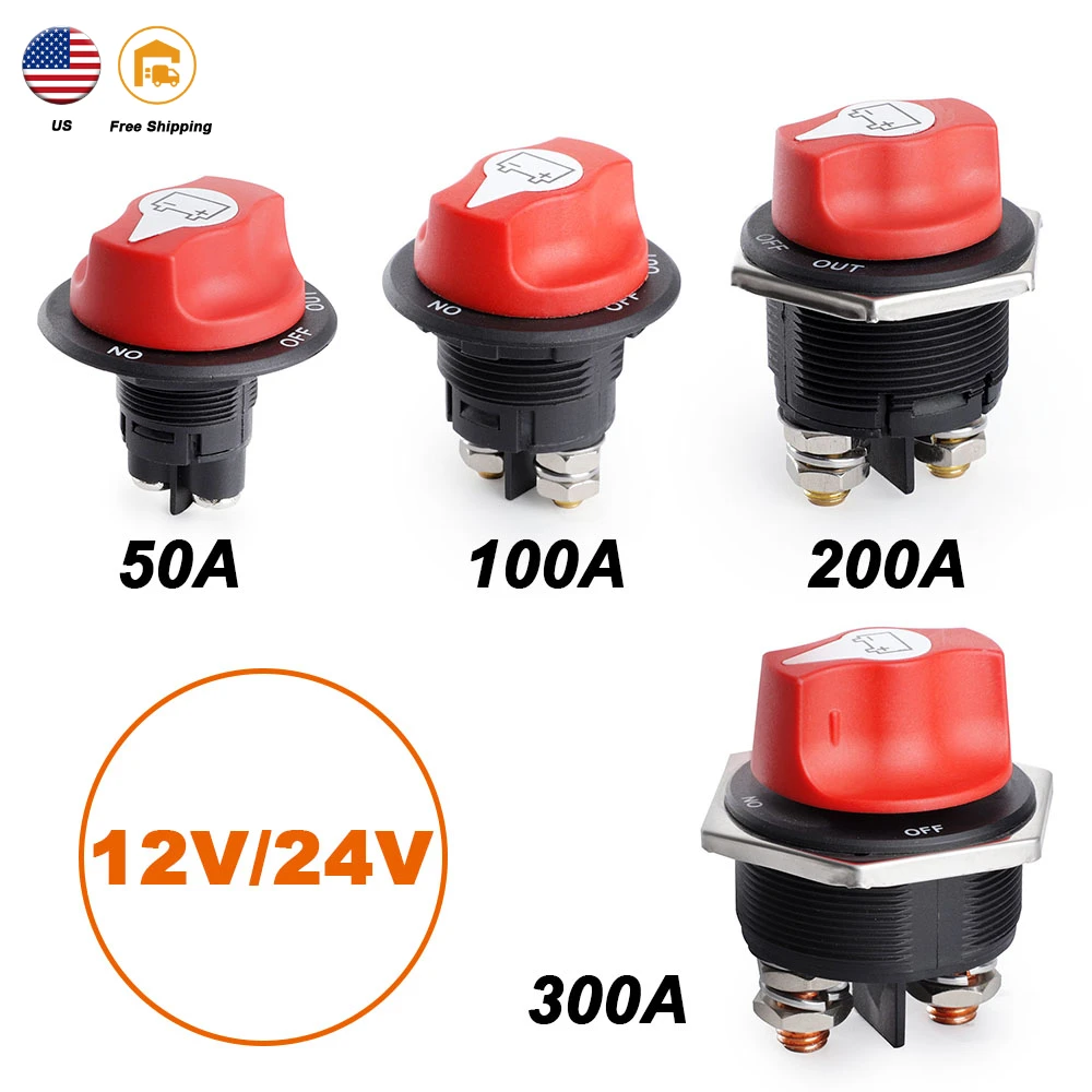 

50A 100A 200A 300A DC 12V Car Rally Battery Switch Disconnecter Power Isolator Cut Off Switch Kit For Truck Car Motorcycle Boat