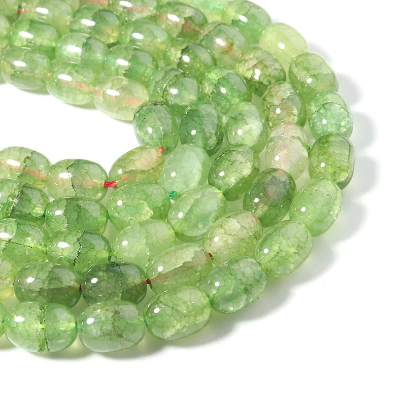 

AAA 10*13.5mm Snow White Cracked Quartz Multicolor Crystal Glass Beads Round Spacer Loose Beads for Jewelry Making DIY Bracelets