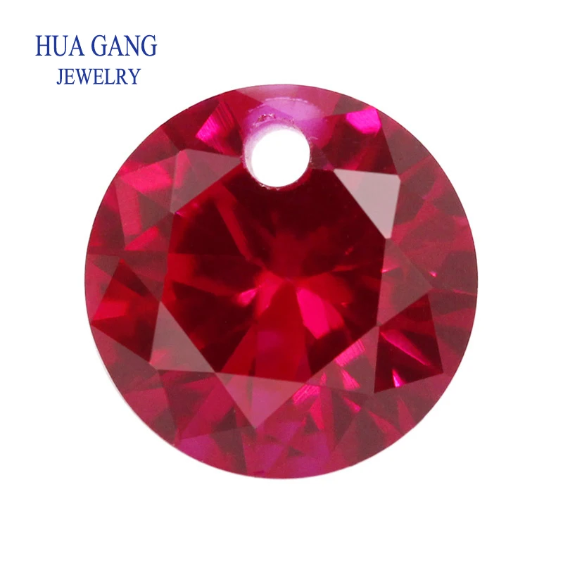 

Single Hole 5# Red Synthetic Corundum Stone 3~12mm Round Synthetic Corundum Red Stone Gems For DIY Jewelry Making Beads