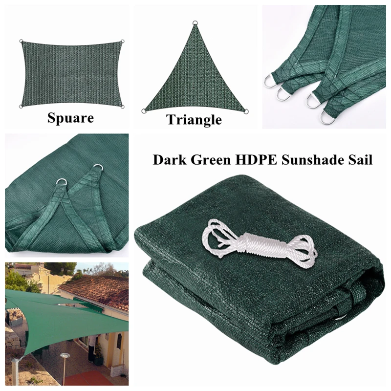 

Темно-зеленый солнцезащитный козырек, квадратный треугольный наружный тент для сада, патио, солнцезащитный козырек для пляжа, бассейна, солнцезащитный козырек, навес для кемпинга