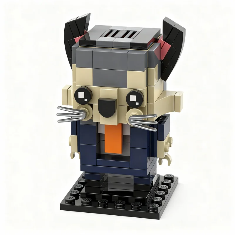 Фото 107 шт. MOC BrickHeadz Lackadaisy - модель Рокки Рикаби, строительные блоки, архитектурная модель, рождественский подарок, креативная идея для художественного оформления. №1