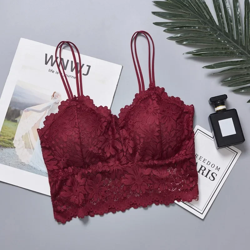 Сексуальный Кружевной Бюстгальтер Без Косточек С Цветочным Принтом Женский